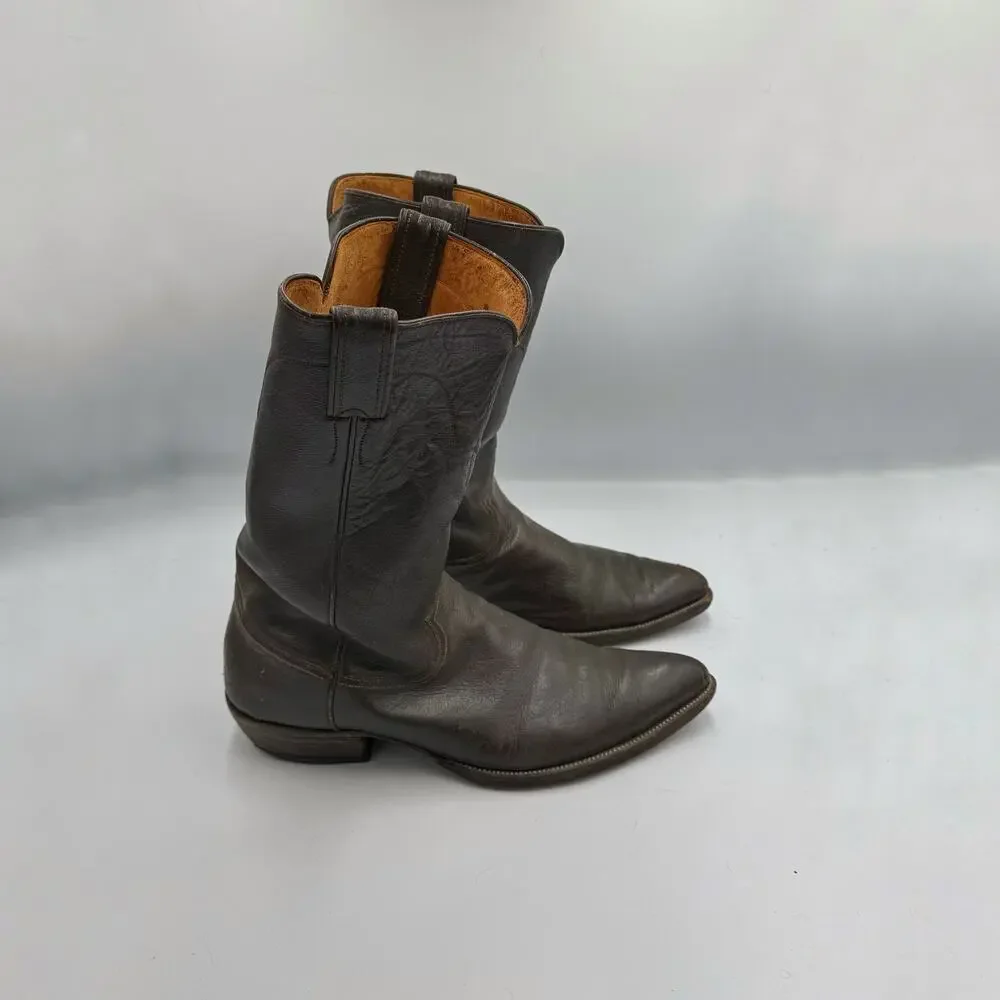 Justin USA Mens Brown Leather Vintage Western Cowboy Boots Sz 11.5D